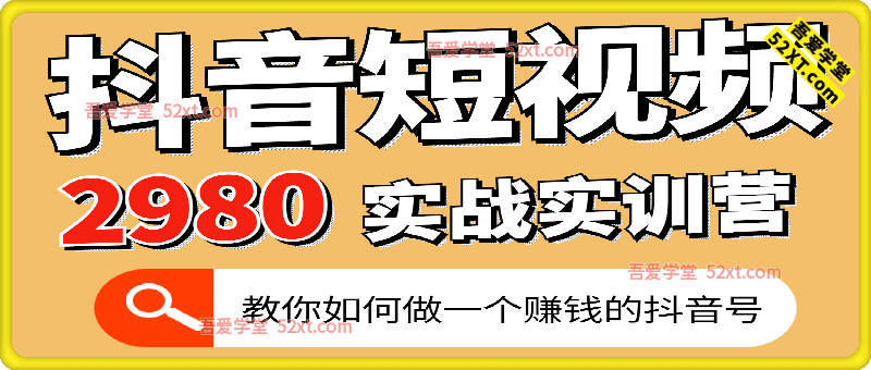 抖音短视频2980实战训练营，教你做一个赚钱的抖音号