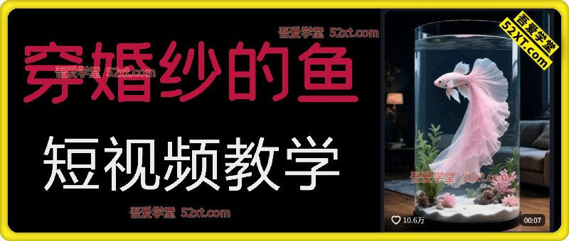 “穿婚纱的鱼”短视频玩法教学，新奇特风格涨粉