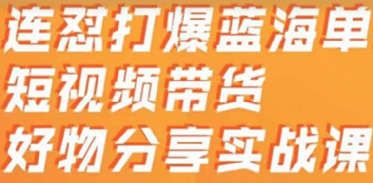 连怼打爆蓝海单品短视频带货好物分享实战课