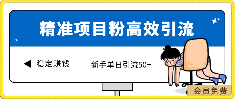 精准项目粉高效引流术，新手单日引流50+，多重变现方式稳定赚钱【揭秘】