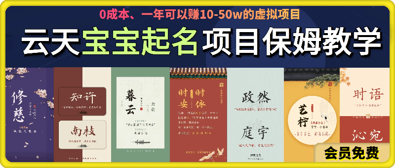 宝宝起名项目0-1孵化营，一个可以年赚10-50w的虚拟项目