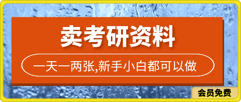 靠卖考研资料，一天一两张，新手小白都可以做