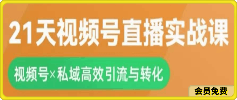 21天视频号直播实战课，视频号X私域高效引流与转化