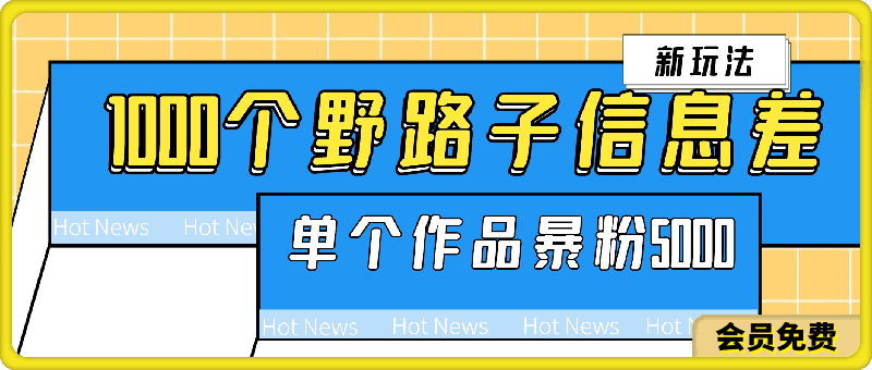 最新《1000个野路子信息差》新玩法，文字视频，单个作品暴粉5000+，小白轻松上手