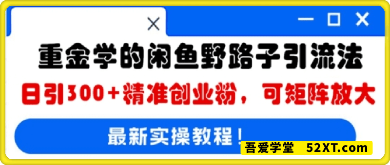 重金学的闲鱼野路子引流法，日引300+精准创业粉，可矩阵放大