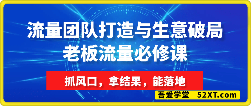 流量团队打造与生意破局，老板流量必修课，抓风口，拿结果，能落地