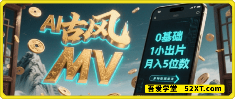 AI一键生成古风音乐MV，0剪辑基础1小时出片，多种变现渠道，一部手机月入5位数