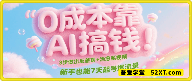 0成本靠AI搞钱！3步做出反差萌+治愈系视频，新手也能7天起号爆流量