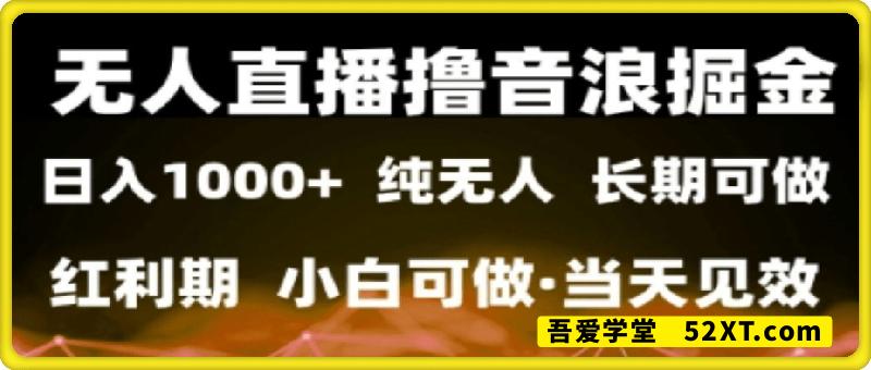 无人直播撸音浪掘金，日入1k+，纯无人红利期，小白可做，当天见效【揭秘】