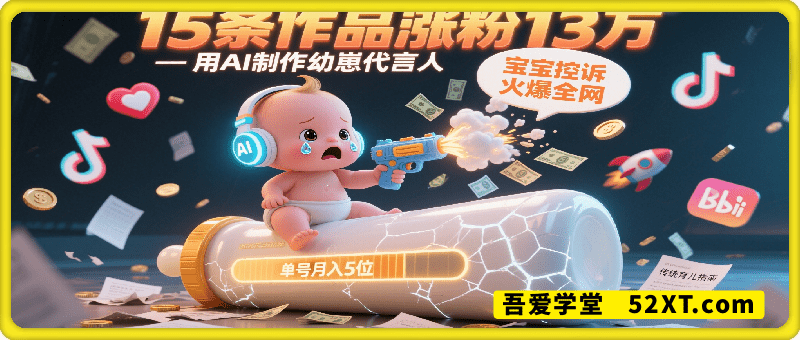 AI幼崽代言人，火爆全网，15条作品涨粉13W，单号月入5位数实操教程