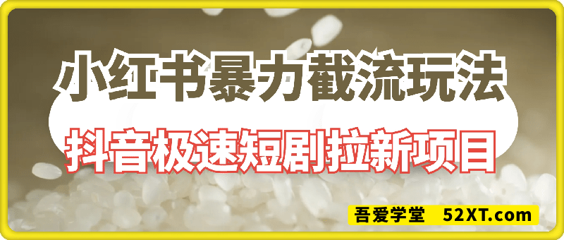 抖音极速短剧拉新项目，小红书暴力截流玩法，单价20一个