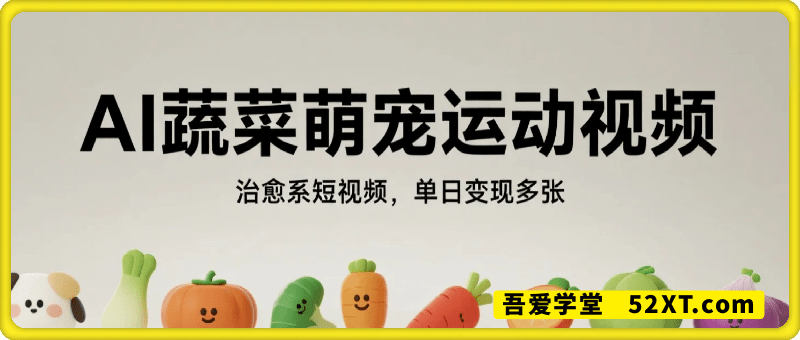AI蔬菜萌宠运动视频，治愈系的天花板！单日变现多张