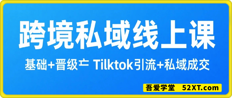 跨境私域基础+晋级线上课，Tilktok引流+私域成交