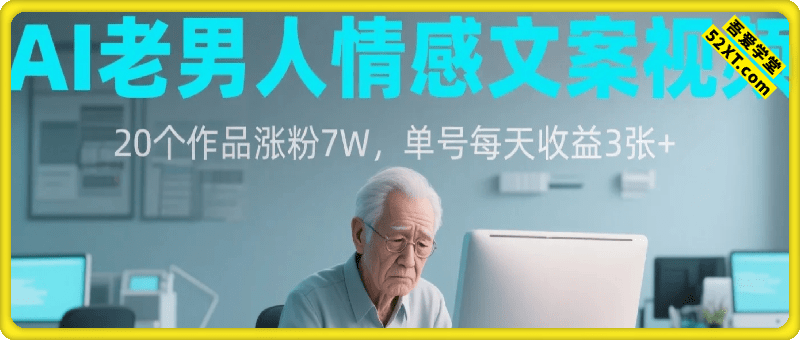 用AI做老男人情感文案视频，20个作品涨粉7W，单号每天收益3张+，小白操作简单