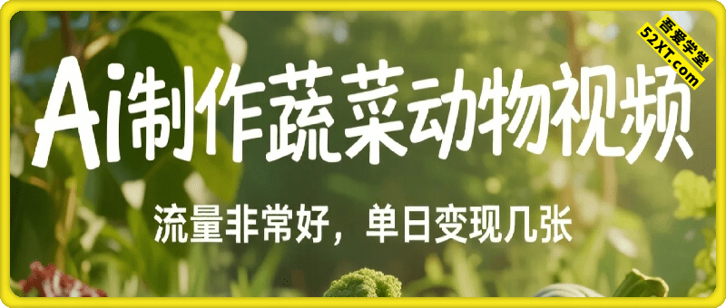 用Ai制作蔬菜动物视频，流量非常好，单日变现几张