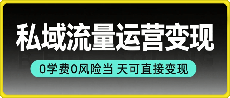 0学费0风险，2025风口项目：私域流量运营变现，当天可直接变现