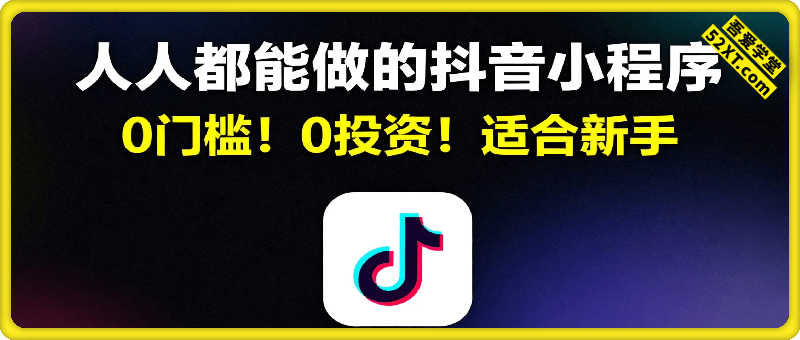 人人都能做的抖音小程序！0门槛！0投资！适合新手