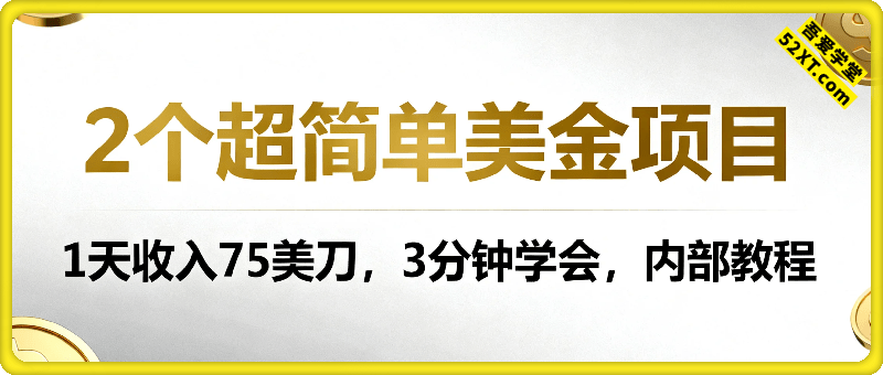 2个超简单美金项目，1天收入75美刀，3分钟学会，内部教程