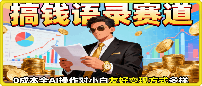 搞钱语录赛道，0成本，全AI操作，对小白友好，变现方式多样