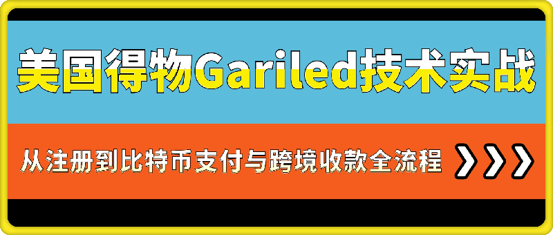 唞物Kim:美国得物Gariled技术实战：从注册到比特币支付与跨境收款全流程