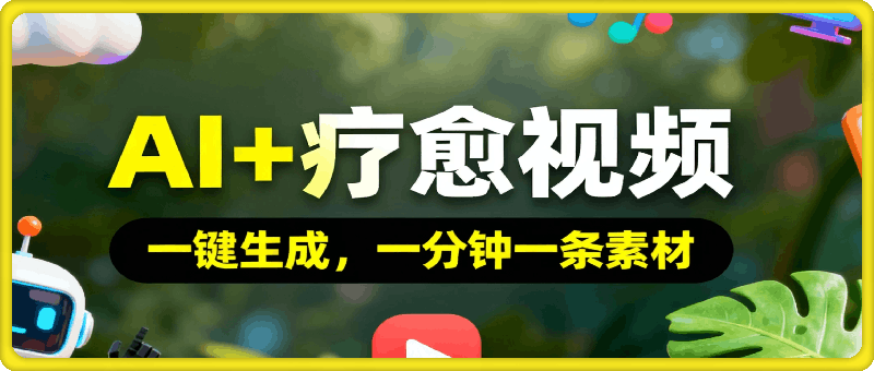 AI+疗愈+一键生成，一分钟一条素材，每天想要多少素材就多少素材，矩阵做，月入1W