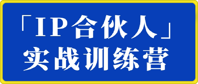 IP合伙人实战训练营，手把手教你搞流量、做IP、稳变现
