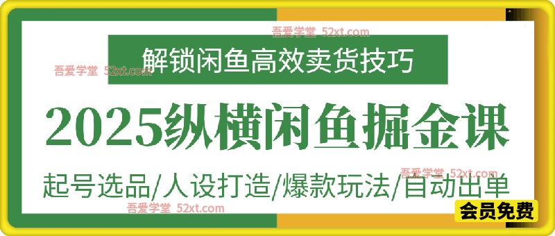 2025带你纵横闲鱼掘金课：起号选品/人设打造/爆款玩法/自动出单，解锁闲鱼高效卖货技巧