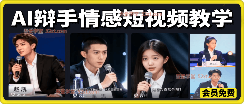 AI辩手情感短视频教学，点赞高涨粉快