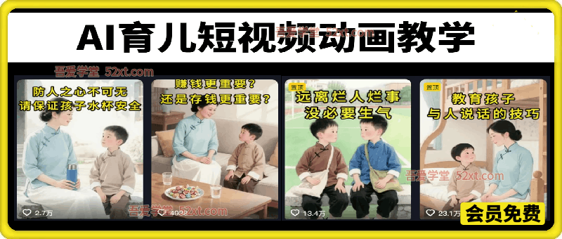 AI育儿短视频动画教学，涨粉带货两不误