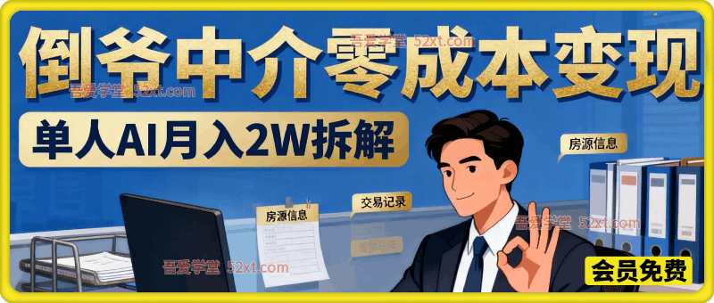 副业项目拆解：单人AI月入2W倒爷中介零成本变现