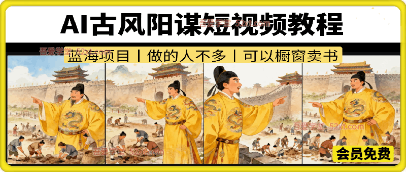 AI古风阳谋短视频教程， 蓝海项目，可以涨粉橱窗卖书