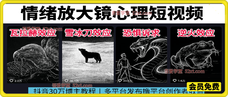 情绪放大镜心理短视频，   抖音30万博主教程，多平台发布撸平台创作者收益