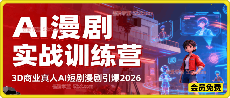 AI漫剧实战训练营，3D商业真人AI短剧漫剧引爆2026