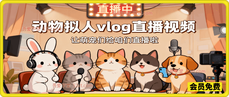 动物拟人vlog直播视频，让萌宠们给咱们直播啦