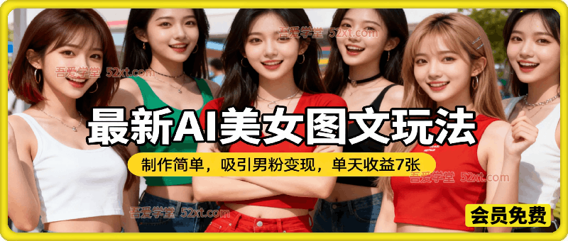 最新AI美女图文玩法，制作简单，吸引男粉变现，单天收益7张