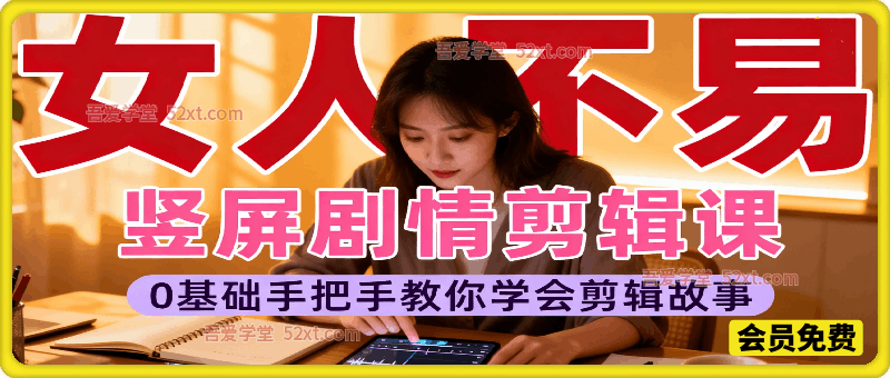 《女人不易》竖屏剧情剪辑课，从素材筛选到成片输出，手把手教你驾驭复杂故事