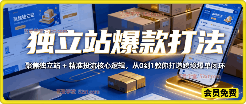 跨境电商独立站爆款打法实战课来袭，聚焦独立站 + 精准投流核心逻辑，从 0 到 1 教你打造跨境爆单闭环