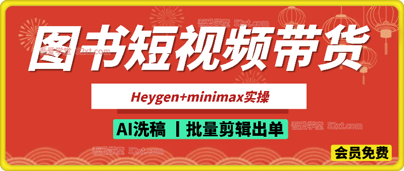 2026图书短视频带货：Heygen+minimax实操，AI洗稿 ，批量剪辑出单