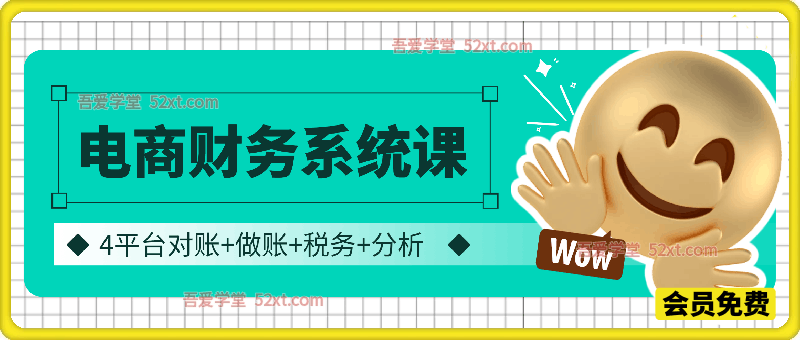 电商财务系统课程（对账+做账+税务+分析），抖音、淘天、拼多多、京东四大主流平台