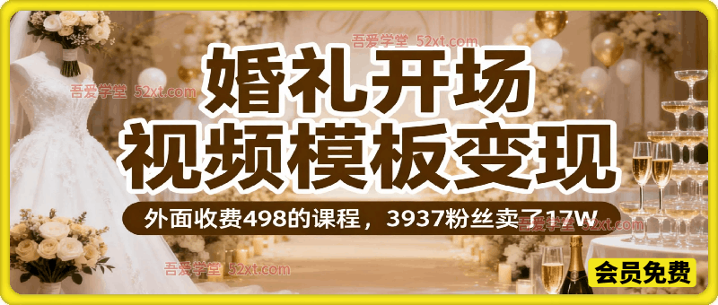 拆解小红书婚礼开场视频模板变现，外面收费498的课程，3937粉丝卖了17W！