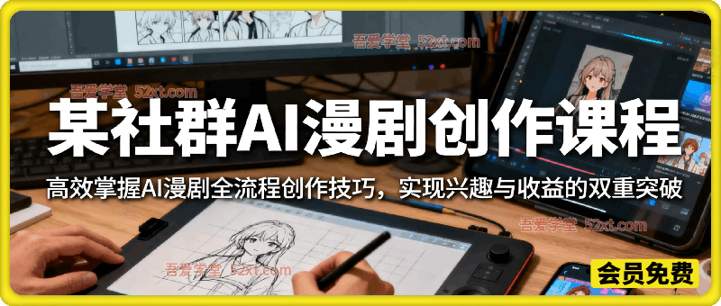 某社群AI漫剧创作课程，高效掌握AI漫剧全流程创作技巧，实现兴趣与收益的双重突破。