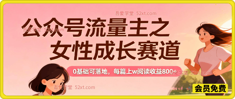 公众号流量主之女性成长赛道，每篇上w阅读收益800+