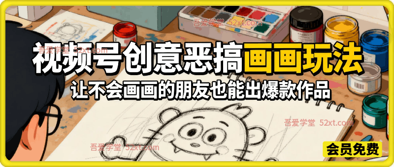 视频号创意恶搞画画玩法，让不会画画的朋友也能出爆款作品