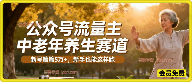 公众号流量主中老年养生赛道，新号篇篇5万+，新手也能这样跑