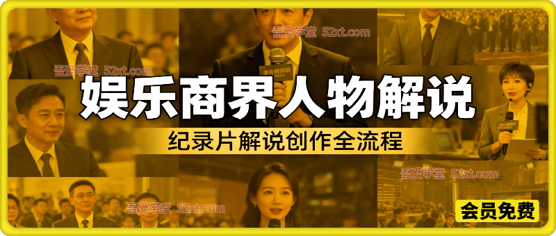 娱乐商界人物纪录片解说教学，涨粉伙伴计划，接商单等