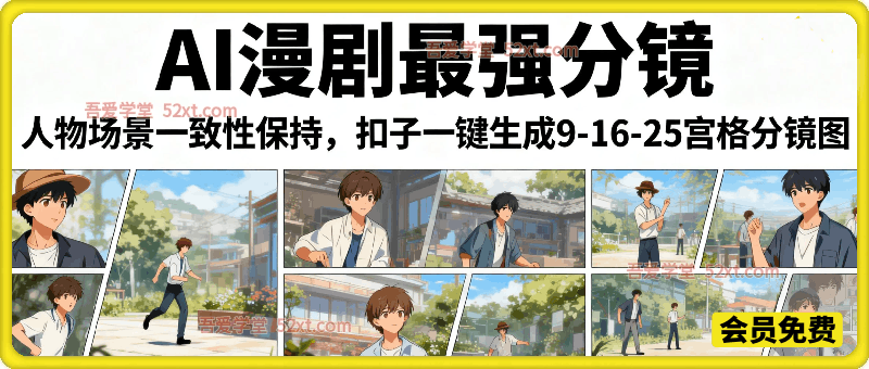 AI漫剧最强分镜，人物场景一致性保持，扣子一键生成9-16-25宫格分镜图