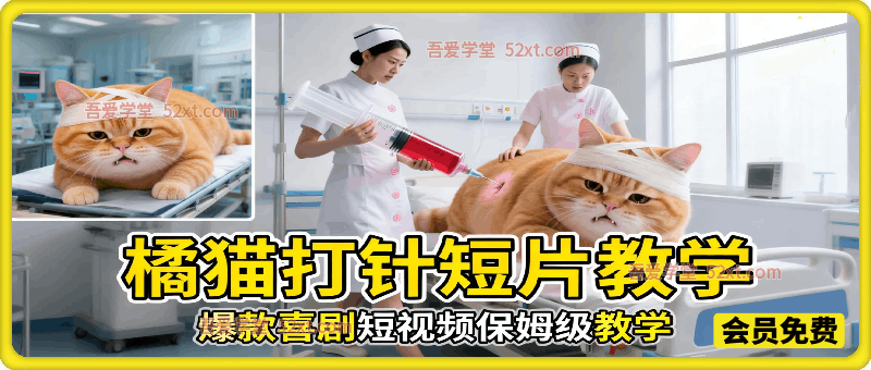 橘猫打针短片教学，爆款喜剧短视频保姆级教学