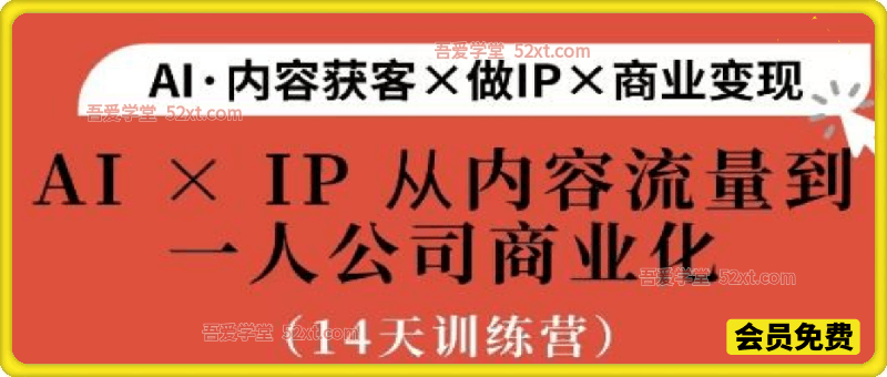 AI-IP从内容流量到人公司商业化14天训练营，3月最新课程