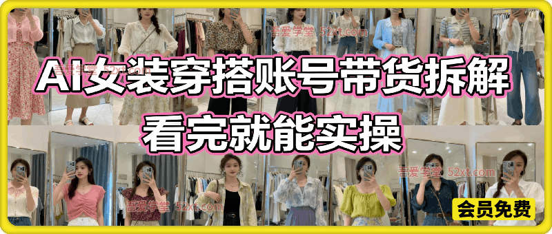 外面收费980的ai女装穿搭账号带货拆解，日佣金1k左右【全流程拆解】