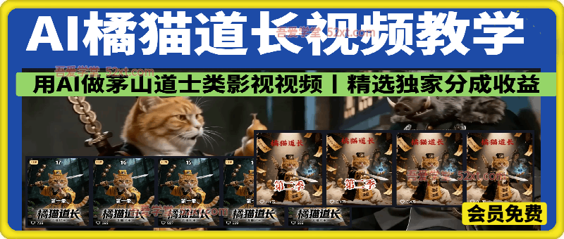 AI 橘猫道长｜零基础做茅山道士影视短剧，独家精选躺赚分成